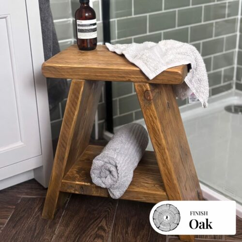 ILFRACOMBE - Rustic Stool Made From Reclaimed Wood- Milking Stool- Rustic Bench